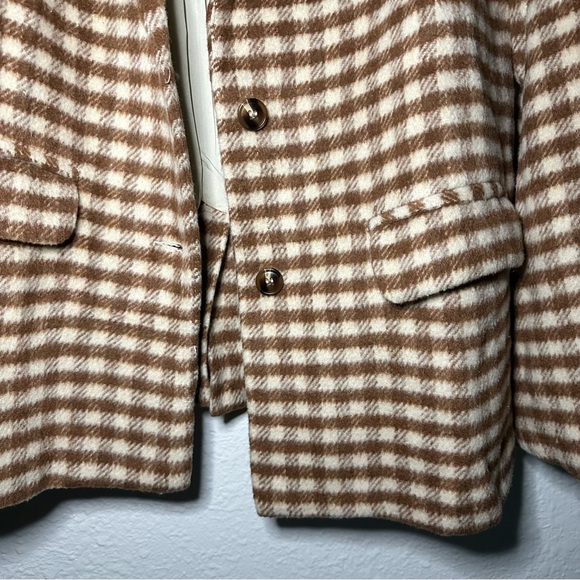 057. NWT Women's Brown Cream Check Blazer - Picture 7 of 11